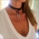Fekete Gótikus Retro bársony bőr Choker nyaklánc szegecs medál hosszú lánc ékszerek Új