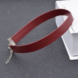 Piros Charm női bőr choker gótikus punk gallér nyaklánc lánc ékszer 5 színben
