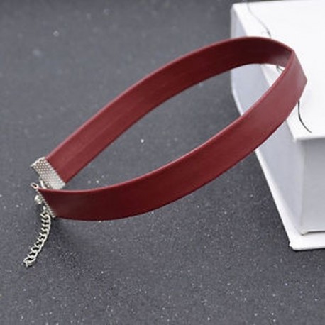 Piros Charm női bőr choker gótikus punk gallér nyaklánc lánc ékszer 5 színben