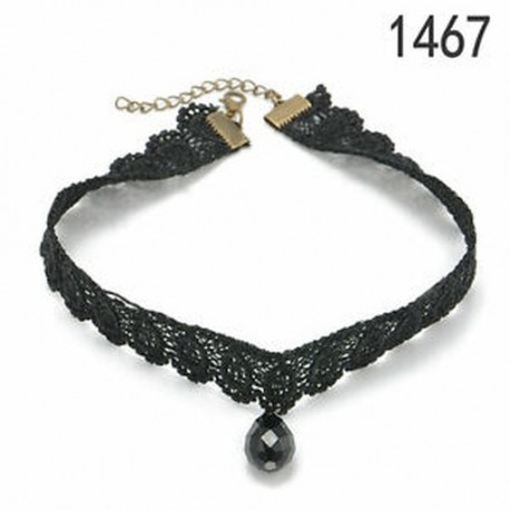 1467 Fekete gótikus bársony varázsa medál csipke choker nyaklánc kézzel készített retro ékszerek
