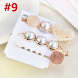 * 9 3Pcs / Set 3db női lányok gyöngy hajcsípő arany hajcsavaros csúszka fogantyúk Barrette haj klipek