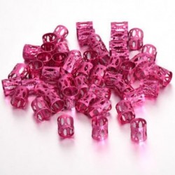 Rózsaszín Rengeteg 50db 8 mm-es arany Dreadlock gyöngyök állítható hajvászongyűrűk Cuff klipek cső