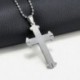 Unisex ajándék férfi kék ezüst rozsdamentes acél kereszt medál nyaklánc lánc ékszer