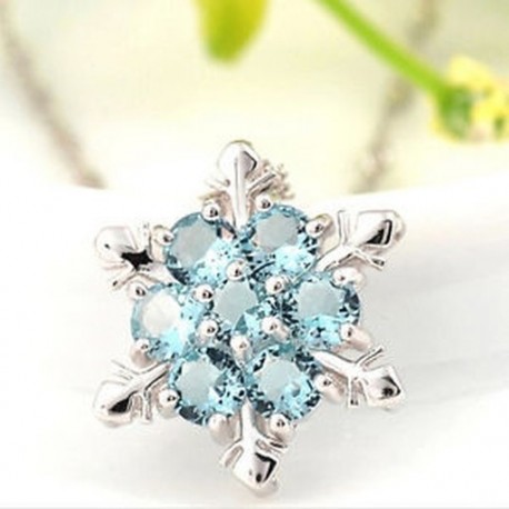 Koreai nők ezüst kék kristály hópehely virág varázsa medál nyaklánc ajándék