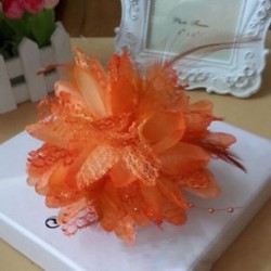 narancs Új menyasszonyi virág tollas gyöngy hajcsavarok Fascinator Hairband bross Pin Esküvő