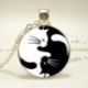 1 x Yin Yang macska kerek medál choker nyilatkozat ezüst női nyaklánc ékszer