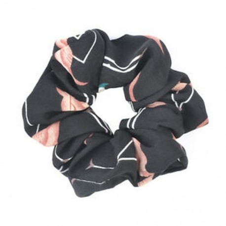 Fekete 1db lófarokzsikó nyakkendő Scrunchies Flamingos haj zenekar Rugalmas Scrunchie hajgyűrű