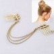 Női Vintage Retro arany hosszú Tassel mandzsetta stílus láncok fém haj fésű Hairband