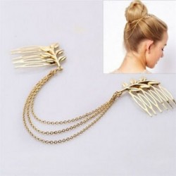 Női Vintage Retro arany hosszú Tassel mandzsetta stílus láncok fém haj fésű Hairband