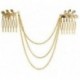 Női Vintage Retro arany hosszú Tassel mandzsetta stílus láncok fém haj fésű Hairband