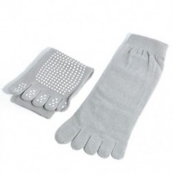 szürke 1Pair női pamut 5-toe színes jóga edzőterem nem csúszós masszázs toe zokni Full Grip