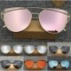 L-Pink Vintage Retro női férfiak szemüveg túlméretezett geometriai lapos tükör lencse napszemüveg