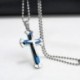 Vintage Unisex férfi rozsdamentes acél kereszt kék ezüst nyaklánc medál ékszerek