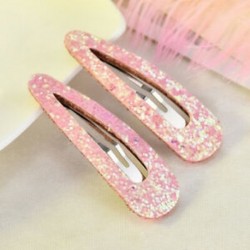 Rózsaszín 2Pcs többszínű bling szálak hajcsípő Snap Barrette hajcsavar haj tartozékok
