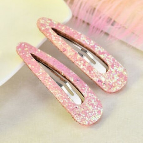 Rózsaszín 2Pcs többszínű bling szálak hajcsípő Snap Barrette hajcsavar haj tartozékok