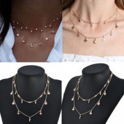 Divat női többrétegű csillag hold medál arany lánc choker nyaklánc ékszer