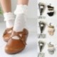 Zöld Divat Női Retro Csipke Ruffle Frilly Boka Sock Pamut Zokni Édes Női Ajándék