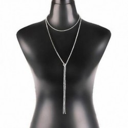 Ezüst Divat nők Bling strasszos kristály hosszú lánc Wrap Choker nyaklánc ékszerek