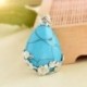 Kék türkiz 1x Quartz Achát Ametiszt Gemstone Inkrustált Virág Teardrop Reiki Gyógyító Medál