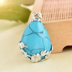 Kék türkiz 1x Quartz Achát Ametiszt Gemstone Inkrustált Virág Teardrop Reiki Gyógyító Medál
