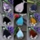 Kék türkiz 1x Quartz Achát Ametiszt Gemstone Inkrustált Virág Teardrop Reiki Gyógyító Medál