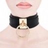 Fekete   arany gyűrű Vintage Retro Punk Gótikus Széles PU Bőr O Gyűrű gallér Choker nyaklánc nők