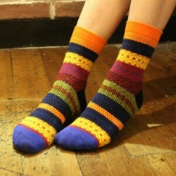 narancs Női férfi puha pamut téli meleg zokni Unisex divatos ruha csíkos zokni