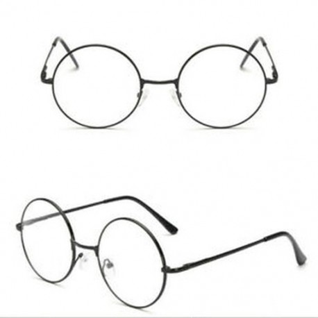 Fekete Vintage stílusú világos lencse kerek szemüveg arany fém keret Unisex szemüveg