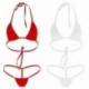 Piros Szexi női fehérnemű Micro Thong fehérnemű G-String Bra Bikini fürdőruha készlet
