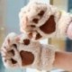 Kávé Női puha meleg téli paw kesztyű ujjatlan bolyhos medve macska plüss mancs elegáns ajándék