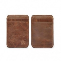 GENUINE LEATHER MENS SMALL ID CREDIT CARD WALLET HOLDER SLIM POCKET CASE BROWN