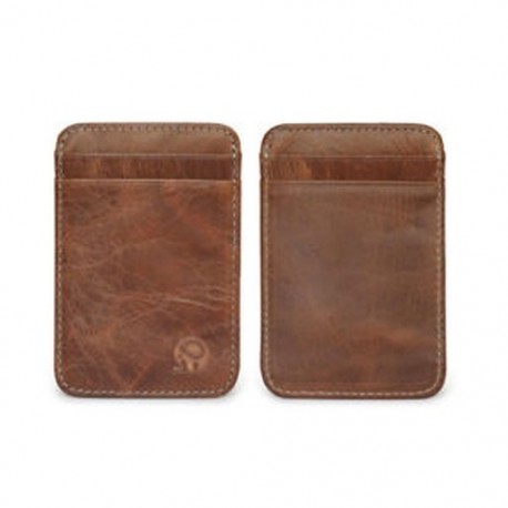 GENUINE LEATHER MENS SMALL ID CREDIT CARD WALLET HOLDER SLIM POCKET CASE BROWN
