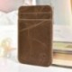 GENUINE LEATHER MENS SMALL ID CREDIT CARD WALLET HOLDER SLIM POCKET CASE BROWN