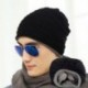 Kávé Retro férfi nők téli meleg gyapjú horgolt Kötött sapka Plicate Baggy Beanie kalap koponya