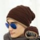 Kávé Retro férfi nők téli meleg gyapjú horgolt Kötött sapka Plicate Baggy Beanie kalap koponya