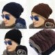 Kávé Retro férfi nők téli meleg gyapjú horgolt Kötött sapka Plicate Baggy Beanie kalap koponya