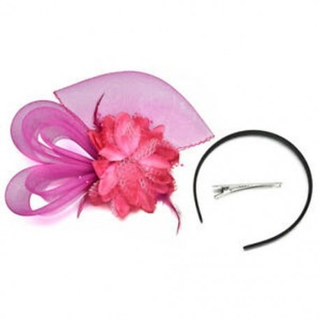 Rózsavörös Női Fascinator Feather Esküvői Party Pillbox Hat divat fejpánt Clip fátyol
