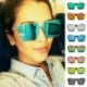 * 6 Női divatos felső nagy méretű, nagyméretű négyzet alakú keret napszemüveg Unisex Retro