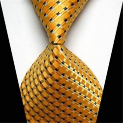 Férfi klasszikus arany fekete csíkos nyakkendő Jacquard szőtt selyem ruha nyakkendők Új