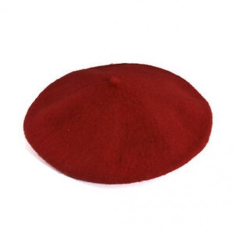 Piros 24 Stílusú Női Szilárd Gyapjú Beret Francia Művész Meleg Beanie Hat Téli Sí Cap