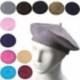 Piros 24 Stílusú Női Szilárd Gyapjú Beret Francia Művész Meleg Beanie Hat Téli Sí Cap