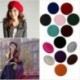 Piros 24 Stílusú Női Szilárd Gyapjú Beret Francia Művész Meleg Beanie Hat Téli Sí Cap