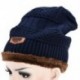 Sötétkék Unisex gyapjú fleece bélelt téli meleg kalapot Nők Men Camping Beanie Baggy Ski Cap