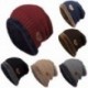 Sötétkék Unisex gyapjú fleece bélelt téli meleg kalapot Nők Men Camping Beanie Baggy Ski Cap