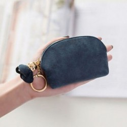 Kék Női divat PU bőr mini pénztárca kártya kulcstartó Zip érme erszényes tengelykapcsoló táska