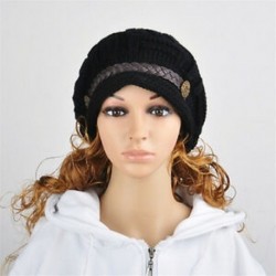 Fekete Divat Női fonott Téli Rageared Meleg Baggy Beanie Kötött Horgolt Ski Hat Cap