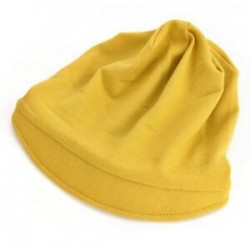 Sárga Puha szilárd muszlim Stretch Cancer Chemo Turban kalap hajhullás fej kendő Wraps