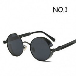 Fekete / szürke Forró polarizált Steampunk napszemüvegek Vintage Retro kerek tükrös Retro szemüveg