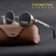 Fekete / szürke Forró polarizált Steampunk napszemüvegek Vintage Retro kerek tükrös Retro szemüveg