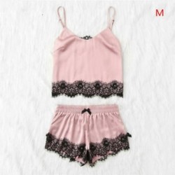 M 2Pcs / szett női szexi szatén csipke hálóruha Babydoll fehérnemű hálóing pizsama JP